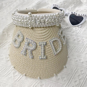 Hstyle perle visières pour mariée visières naturelles pour Bachelorette week-end bateau fête nuptiale <span class=keywords><strong>douche</strong></span> mariage lune de miel voyage chapeau - Product Image 6