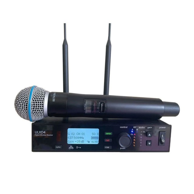 Professional UHF Wireless Mic System ULXD4 Receiver with BETA58A BETA87A Handheld Microphone for Stage Church Event Audio