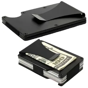 2023 CE/Rohs Bersertifikat Minimalis Saku Depan RFID Memblokir Dompet Logam untuk Pria dengan Klip Uang