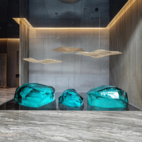Escultura Artística Moderna de Resina Transparente con Paisaje de Piedra para Hotel, Oficina de Ventas, Villa, Patio, Piscina, Gran Escultura de Piso a Techo