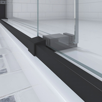 Support de porte de douche coulissante pour hôtel moderne, en aluminium brossé et verre trempé de 10 mm, transparent/opaque, facile à installer