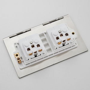 Tomada de Chão Dupla EU Schuko em Aço Inoxidável com Montagem Embutida, Saída de Terra 16A 250V para Casa e Escritório - Product Image 4