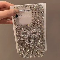 Luxe Bling Diamant Bowknot TPU Téléphone Cas Pour iPhone 15 Pro Max 17 16-Haute Qualité Plein Écran Couverture Diamant Couverture Cas