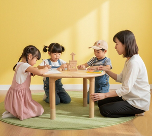 Höhen verstellbares Schulkindergarten-Kindergarten design für Kleinkinder und Kleinkinder Furnier ter mehr schicht iger Sperrholz-Rund tisch - Product Image 1
