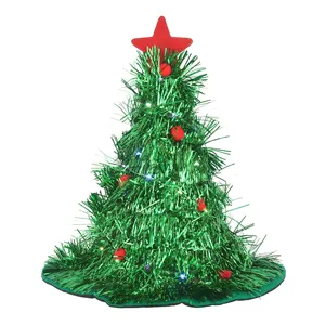 Christmas Funny Party Santa Claus Hats Shiny Tinsel Christmas Tree Hat