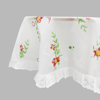 Nappe ronde en PEVA personnalisée en usine, antidérapante, avec dentelle, imperméable, anti-huile et sans lavage