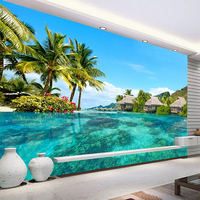 Papier peint autocollant 3D personnalisé HD, paysage naturel de la mer des Maldives, photographie de plage, papier peint pour salon, fond de télévision