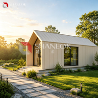 Rumah Kontainer Dinding Kaca, Rumah Prefab Modular, Rumah Pantai Modern, Bar Pantai, Showroom, Atap Segitiga Miring
