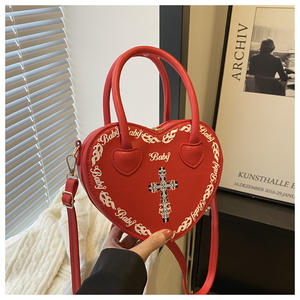 กระเป๋าสะพายไหล่ทรงหัวใจลายพิมพ์อเนกประสงค์คุณภาพสูงสำหรับผู้หญิง กระเป๋าคลับ <span class=keywords><strong>หนัง</strong></span> PU - Product Image 3