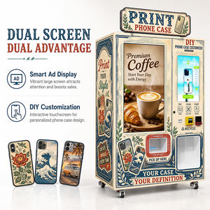Máquina expendedora de fundas para teléfonos con pantalla dual para exhibición de diseños, ideal para zonas de atracciones y parques zoológicos. - Product Image 1