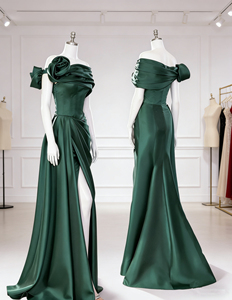 Low Price Emerald Green Silk Dress Modern Muslim Design