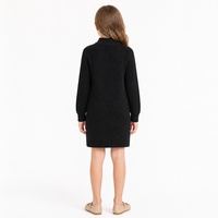 Robe Pull Fille Personnalisée OEM & ODM, Tricot Côtelé Manches Longues Col Montant, Style Minimaliste Hiver Noël, Vêtements Tricotés Enfants en Viscose