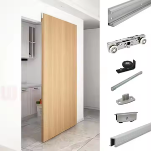 Puerta Corredera Minimalista Tipo Granero, Sin Rieles, de Madera Sólida Compuesta, Apertura Manual, para Dormitorio o Sala de Estar, Deslizamiento Invisible - Product Image 2