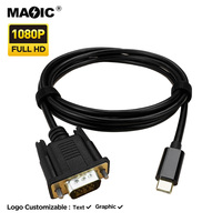 Cable adaptador de 1,8 M tipo C a VGA, convertidor de 1080P para ordenador portátil, TV HDTV, ordenador y reproductor de DVD, conexión de chaqueta de PVC, blindaje trenzado