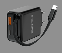 Chargeur de voyage multi-ports USB-C rétractable 35W GaN Type-C PD QC3.0 à charge rapide, prise EU, pour MacBook, téléphone portable