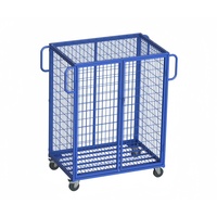Chariot de manutention robuste en métal avec cage de protection, conteneur roulant en treillis métallique pour entrepôt avec roues pour la manutention de marchandises