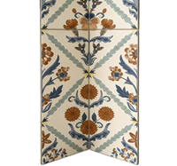 Carrelage en céramique brillant imprimé de motifs floraux, style rétro, pour crédence et sol