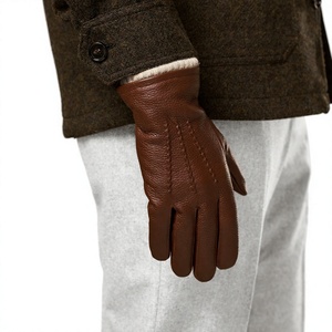 Gants d'hiver en cuir marron, thermiques, compatibles écran tactile, écologiques, longueur poignet, style décontracté - Product Image 5