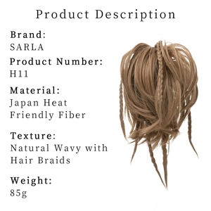 Venta al por mayor de moda rizado gran sucio relleno piezas sintético bollo de palo de pelo Postiches moño con trenzas <span class=keywords><strong>para</strong></span> las mujeres blancas - Product Image 6