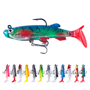 Corpo nero posteriore bianco 14g testa di piombo esca morbida <span class=keywords><strong>artificiale</strong></span> con gancio a triangolo per la pesca fiume lago in Silicone metallo - Product Image 2