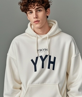 YKH Hombres de alta calidad de lana de manga larga sudaderas con capucha 330GSM Boy Full Custom Print Own Logo Oversized Men's Hoodie