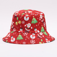 Chapeau de Noël transfrontalier à rayures, style bob, imprimé numérique européen et américain, avec clochettes et rennes, à petite visière, pour la pêche