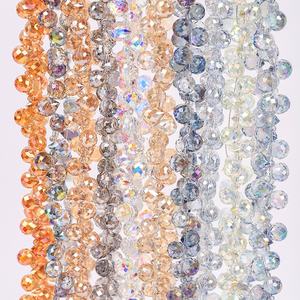 AB 컬러 다면 유리 비즈 6*<span class=keywords><strong>7mm</strong></span> 반짝이는 크리스탈 딸기 비즈 주얼리 제작 용품 팔찌 귀걸이 액세서리 - Product Image 2