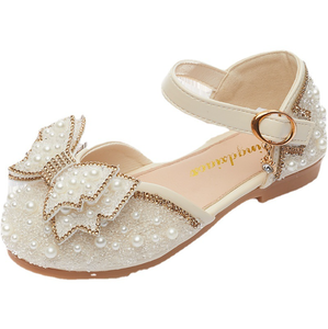 New Children's Sandals Girls Kids <b>Shoes</b> Bowknot Pearls Princess Casual Leather <b>Shoes</b> Lovely <b>Soft</b> Sole Beach Sandals - Product Image 1