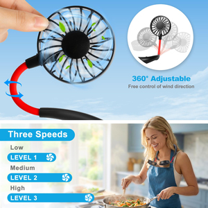 Ventilateur de cou LED rechargeable coloré et lumineux à prix abordable avec aromathérapie, mini-ventilateur portable de troisième génération pour l'été - Product Image 2