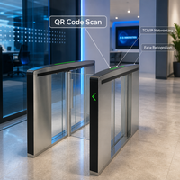 Porte rapide à lecture rapide de codes QR, communication RS485, lecteur de cartes de contrôle d'accès à reconnaissance faciale, barrière pivotante en acier inoxydable 304, design moderne