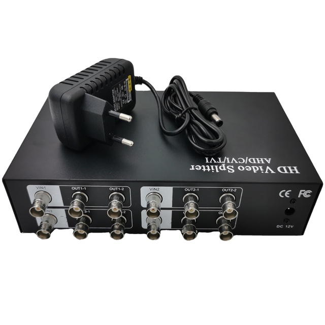 BNC Coaxial HD 4 in 8 Out Ports AHD/CVI/TVI Video Amplifier Distributor Splitter for Home Projector