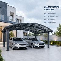 Abri de voiture double en aluminium et polycarbonate, étanche, autonettoyant, à faible bruit, pour parking de villa