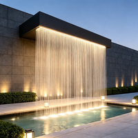 Fontaine murale verticale extérieure à rideau d'eau lumineux pour l'aménagement paysager privé de jardin