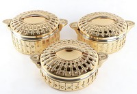 Trio de casseroles plaquées au design baroque ultra-luxe, ensemble d'ustensiles de cuisine haut de gamme 3.5L 4.5L 5.5L pour les dîners quotidiens, esthétique prestigieuse