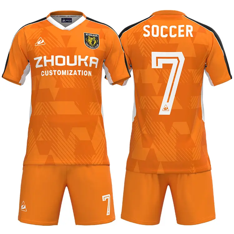 Uniformes de Football en Polyester Orange pour hommes, personnalisés, imprimé par Sublimation, vêtements d'entraînement, nouvelle collection