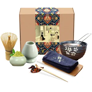 Stick – fouet japonais en bambou fait à la main, ensemble de cadeau, cuillère à thé, support de support, Kit de thé, ensemble de bols Matcha pour la cérémonie