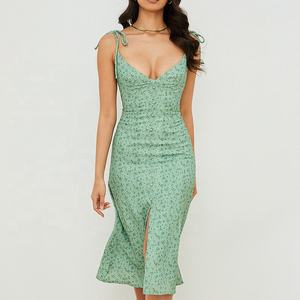 <span class=keywords><strong>Abito</strong></span> <span class=keywords><strong>Midi</strong></span> Elegante da Donna Weixin, Personalizzabile, <span class=keywords><strong>Verde</strong></span> con Motivi Floreali, Sexy e Formale - Product Image 1