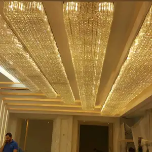 Lampadario di cristallo a soffitto rettangolare grande fatto su misura lampadario di lusso per hotel