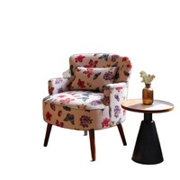 Canapé simple rétro américain Chaise Cadre en bois durable Tissu doux Rembourrage Mobilier de loisirs pour appartement Salle à manger Hôtel Villa