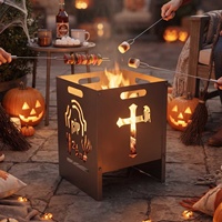 Barbecue pliable en fer pour Halloween, foyer portable, poêle à bois extérieur, four à charbon de bois pour camping, cuisson transfrontalière