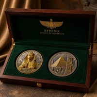 Pièce de monnaie commémorative égyptienne personnalisée en 3D à grand relief, Sphinx, en bronze antique, pièce de défi Grande Pyramide pour cadeau de luxe