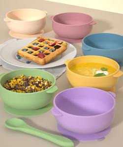 Ensemble de bols d'alimentation pour bébé en silicone sans BPA, avec ventouse puissante, vaisselle pour enfants avec cuillère pour les repas de bébé, bol d'alimentation pour bébé - Product Image 2