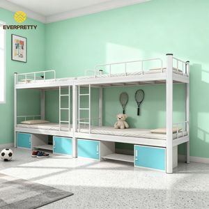 Meubles de dortoir scolaire, lit superposé double en métal pour étudiants, simple avec armoires et étagère à chaussures pour enfants, adolescents et adultes - Product Image 1
