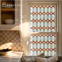 Bernsteinfarbene Streamer-Lichtfolie PVC 3D Buntglas-Regenbogen Statische Fensterfolie für Möbel Sichtschutz & UV-Schutz Perfekte Balance
