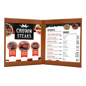 Porte-menus en cuir et similicuir double page pour restaurant, par le fabricant Brown Menu Books - Product Image 1