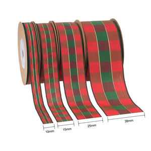 Para <span class=keywords><strong>Amazon</strong></span> Classic Scottish Red and Green Plaid Ribbon Poliéster Caja <span class=keywords><strong>de</strong></span> regalo <span class=keywords><strong>de</strong></span> Navidad Bow Packaging Ribbon Bouquet Party Supplies - Product Image 3