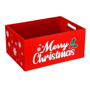 Caja de almacenamiento de madera con temática navideña, caja portátil de almacenamiento de dulces y bocadillos para escritorio, organizador de artículos diversos de madera maciza. - Product Image 3