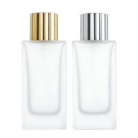 Flacon de parfum en verre givré carré de luxe avec logo personnalisé, 100 ml, avec pompe pulvérisatrice et boîte
