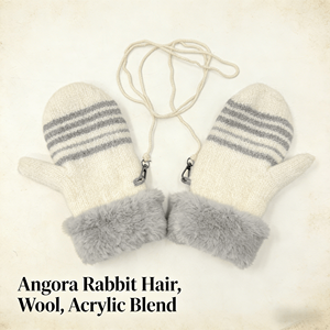 <span class=keywords><strong>Mitaines</strong></span> unisexe en mélange de laine et poils de lapin angora, à porter de deux façons, rayées, doublées Sherpa, avec cordon anti-perte, pour ski, voyage, cyclisme - Product Image 2