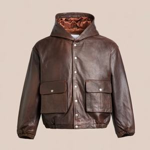 เสื้อแจ็คเก็ตหนัง PU คุณภาพสูง น้ำหนักปานกลาง สไตล์ลำลอง แต่งดีเทลขาดๆ แบบโอเวอร์ไซส์ สำหรับผู้ชาย ขายส่ง - Product Image 4